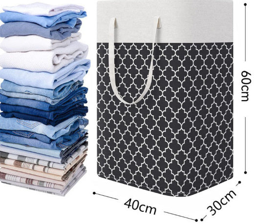 Large Laundry Basket Striped Foldable